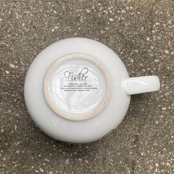 Fisher Stoneware "L" Monogrammed Coffee Tea Mug Large white and Black - Picture 4 of 11